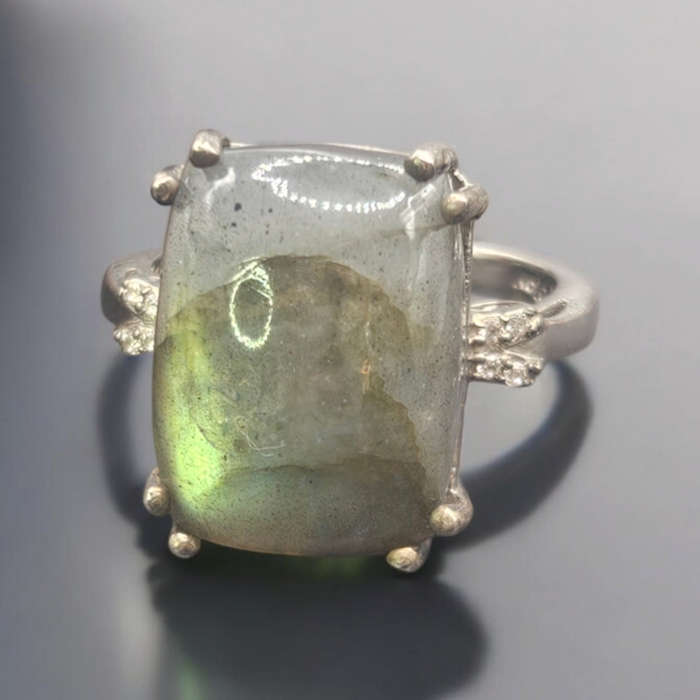 Labradorite and Zircon Ring